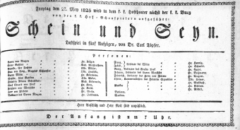 Theaterzettel (Oper und Burgtheater in Wien) 18250527 Seite: 1