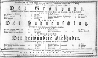 Theaterzettel (Oper und Burgtheater in Wien) 18250528 Seite: 1