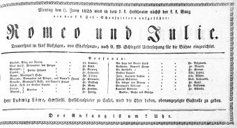 Theaterzettel (Oper und Burgtheater in Wien) 18250606 Seite: 1
