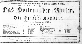 Theaterzettel (Oper und Burgtheater in Wien) 18250616 Seite: 1