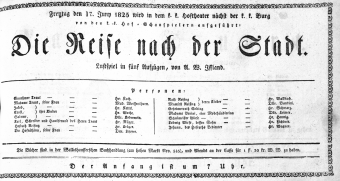 Theaterzettel (Oper und Burgtheater in Wien) 18250617 Seite: 1