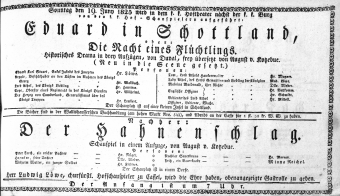 Theaterzettel (Oper und Burgtheater in Wien) 18250619 Seite: 1