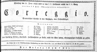 Theaterzettel (Oper und Burgtheater in Wien) 18250621 Seite: 1