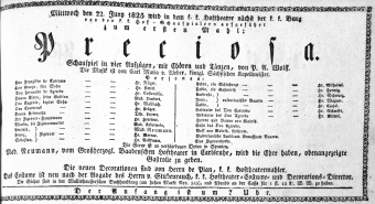 Theaterzettel (Oper und Burgtheater in Wien) 18250622 Seite: 1