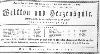 Theaterzettel (Oper und Burgtheater in Wien) 18250625 Seite: 1