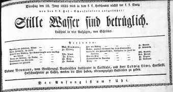 Theaterzettel (Oper und Burgtheater in Wien) 18250628 Seite: 1