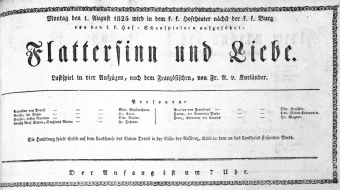 Theaterzettel (Oper und Burgtheater in Wien) 18250801 Seite: 1