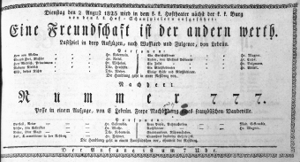 Theaterzettel (Oper und Burgtheater in Wien) 18250802 Seite: 1