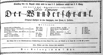 Theaterzettel (Oper und Burgtheater in Wien) 18250813 Seite: 1