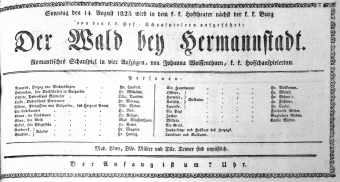 Theaterzettel (Oper und Burgtheater in Wien) 18250814 Seite: 1