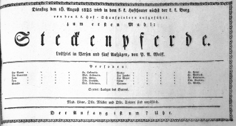 Theaterzettel (Oper und Burgtheater in Wien) 18250816 Seite: 1