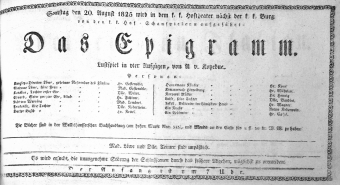 Theaterzettel (Oper und Burgtheater in Wien) 18250820 Seite: 1