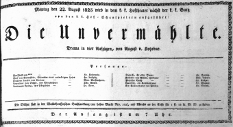 Theaterzettel (Oper und Burgtheater in Wien) 18250822 Seite: 1