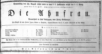 Theaterzettel (Oper und Burgtheater in Wien) 18250825 Seite: 1