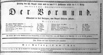 Theaterzettel (Oper und Burgtheater in Wien) 18250826 Seite: 1