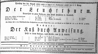 Theaterzettel (Oper und Burgtheater in Wien) 18250830 Seite: 1