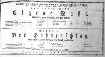 Theaterzettel (Oper und Burgtheater in Wien) 18250831 Seite: 1