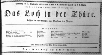 Theaterzettel (Oper und Burgtheater in Wien) 18250904 Seite: 1