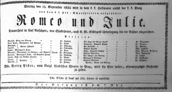 Theaterzettel (Oper und Burgtheater in Wien) 18250912 Seite: 1