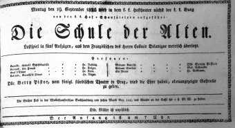 Theaterzettel (Oper und Burgtheater in Wien) 18250919 Seite: 1