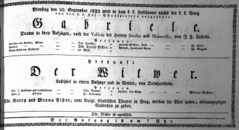Theaterzettel (Oper und Burgtheater in Wien) 18250920 Seite: 1