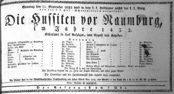 Theaterzettel (Oper und Burgtheater in Wien) 18250925 Seite: 1