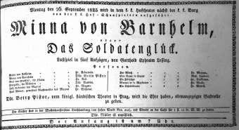 Theaterzettel (Oper und Burgtheater in Wien) 18250926 Seite: 1