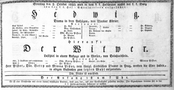 Theaterzettel (Oper und Burgtheater in Wien) 18251002 Seite: 1