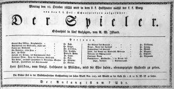 Theaterzettel (Oper und Burgtheater in Wien) 18251010 Seite: 1