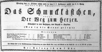 Theaterzettel (Oper und Burgtheater in Wien) 18251011 Seite: 1
