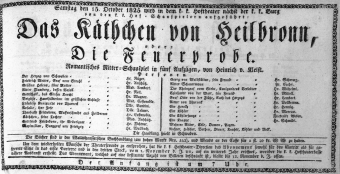 Theaterzettel (Oper und Burgtheater in Wien) 18251015 Seite: 1