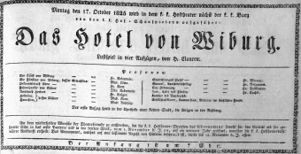 Theaterzettel (Oper und Burgtheater in Wien) 18251017 Seite: 1