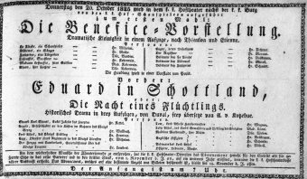 Theaterzettel (Oper und Burgtheater in Wien) 18251020 Seite: 1
