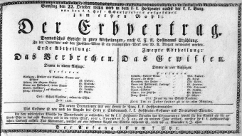 Theaterzettel (Oper und Burgtheater in Wien) 18251022 Seite: 1