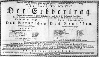 Theaterzettel (Oper und Burgtheater in Wien) 18251023 Seite: 1