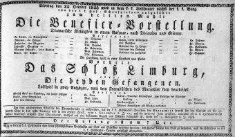 Theaterzettel (Oper und Burgtheater in Wien) 18251024 Seite: 1