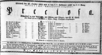 Theaterzettel (Oper und Burgtheater in Wien) 18251026 Seite: 1