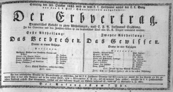 Theaterzettel (Oper und Burgtheater in Wien) 18251030 Seite: 1