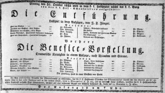 Theaterzettel (Oper und Burgtheater in Wien) 18251031 Seite: 1