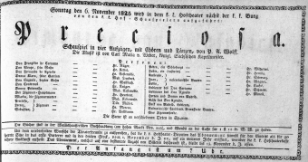 Theaterzettel (Oper und Burgtheater in Wien) 18251106 Seite: 1