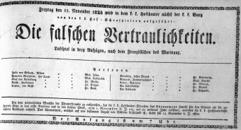 Theaterzettel (Oper und Burgtheater in Wien) 18251111 Seite: 1