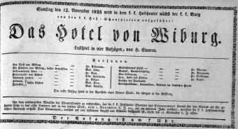 Theaterzettel (Oper und Burgtheater in Wien) 18251112 Seite: 1