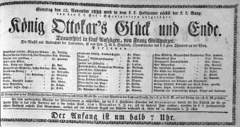Theaterzettel (Oper und Burgtheater in Wien) 18251113 Seite: 1