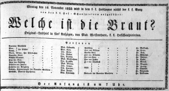 Theaterzettel (Oper und Burgtheater in Wien) 18251114 Seite: 1
