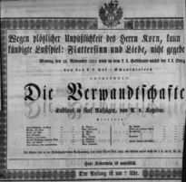 Theaterzettel (Oper und Burgtheater in Wien) 18251128 Seite: 1