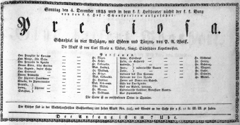 Theaterzettel (Oper und Burgtheater in Wien) 18251204 Seite: 1