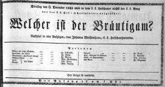 Theaterzettel (Oper und Burgtheater in Wien) 18251206 Seite: 1