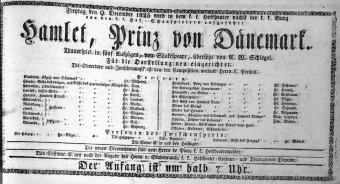 Theaterzettel (Oper und Burgtheater in Wien) 18251209 Seite: 1