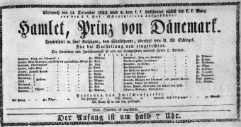 Theaterzettel (Oper und Burgtheater in Wien) 18251214 Seite: 1
