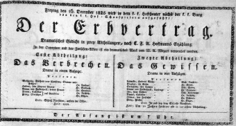 Theaterzettel (Oper und Burgtheater in Wien) 18251216 Seite: 1